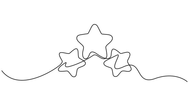 Animation of one line drawing of continuous one line drawing rating three stars self drawing animation. Give the best review. Online shop. Full length motion