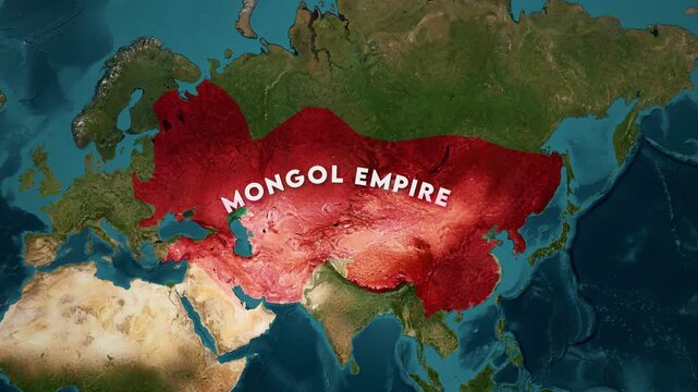 Mongol Empire map animation 1279 AD. Historical map animation of the Mongol Empire. 4k.
