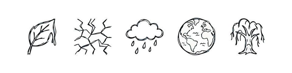 Obraz premium Climate Change and Global Environment Sketchy Icons