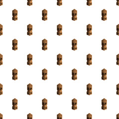 Tiki mask pixel art creating a repeating tribal pattern © nsit0108
