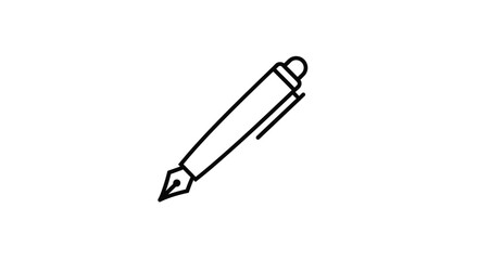 Fototapeta premium Fountain Pen Icon Outline, Elegant Writing Instrument, Minimalist Design