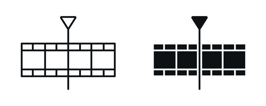 Video editing icon set, media editing and resize/crop concept in line and solid style. vector illustration.