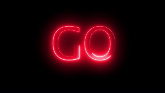 Glowing neon go text animation