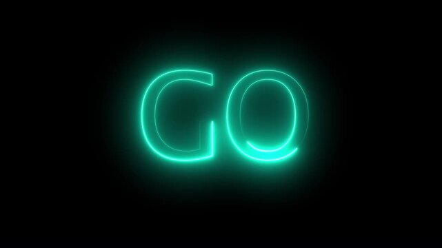 Glowing neon go text animation