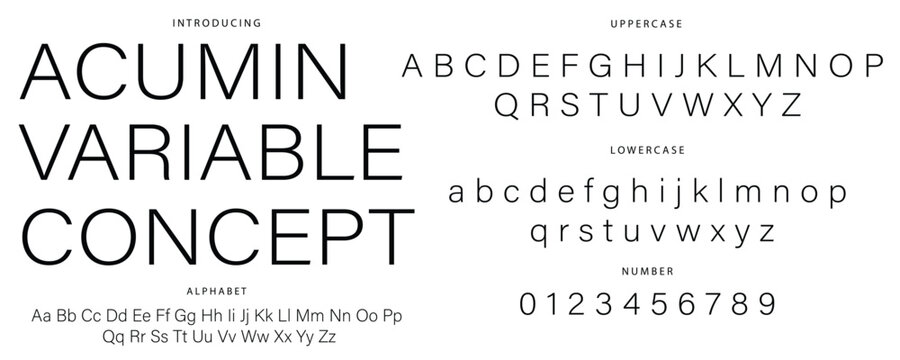 Minimal Sans Serif Typeface Presentation. Modern Clean Alphabet Font with Uppercase, Lowercase and Numbers. Elegant Thin Line Typography Concept