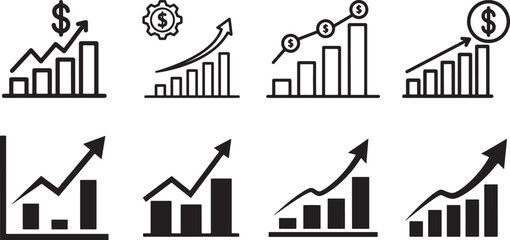 Naklejka premium Business growth and finance icons vector illustration