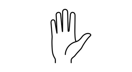 Obraz premium Minimalist Hand Outline Icon, Open Palm Gesture, White Background