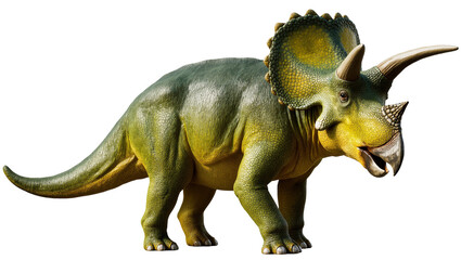 Green Triceratops Dinosaur with Horns and Frill Standing © Maria