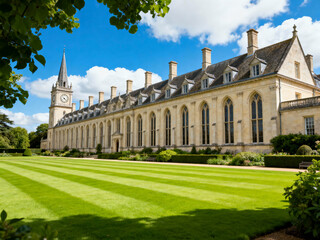 Fototapeta premium Historic University College Building with Clock Tower