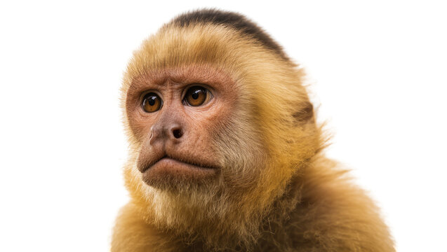 Golden-headed Capuchin Monkey Portrait with Dark Fur Crest