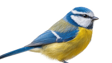 Blue Tit Bird Profile View with Yellow Underparts and Blue Cap © Maria