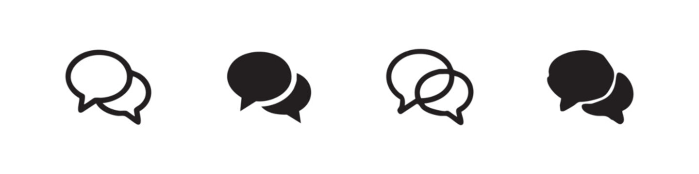 Speech Bubble and Chat Icon Set Featuring Multiple Message Bubbles in Various Styles
