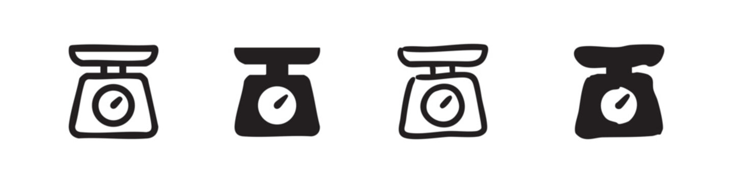 Kitchen Scale Icon Set - Weight Measuring Tool Symbols for Cooking and Diet