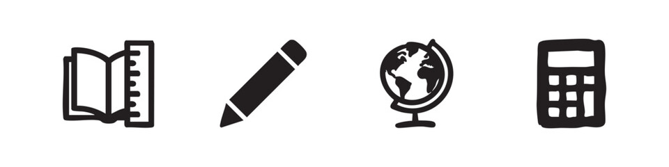 Naklejka premium Education and School Supplies Learning Icon Collection