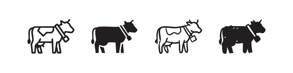 Fototapeta premium Set of Cow Icons in Various Styles for Farm and Dairy Design