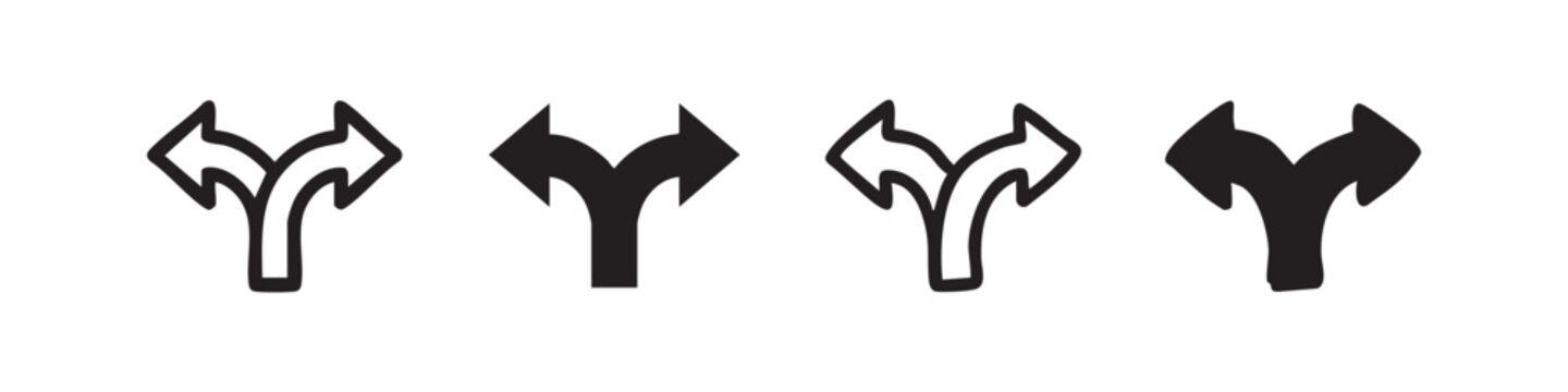 Choice and Direction Split Arrow Hand Drawn Icon Set