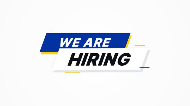 Modern We Are Hiring Animation with Blue and Yellow Graphic Elements for Recruitment Video