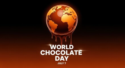 Obraz premium World chocolate day concept with a globe made of melting chocolate on a dark background