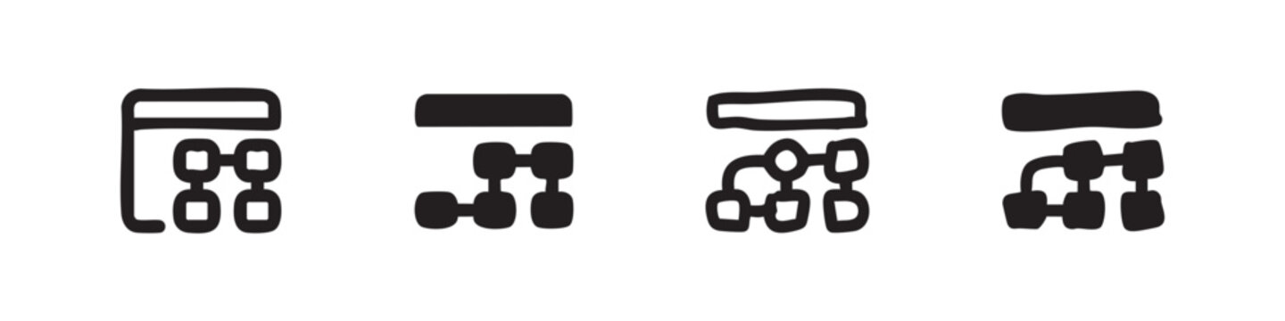 Sitemap and Flowchart Diagram Icons Set for Web Structure
