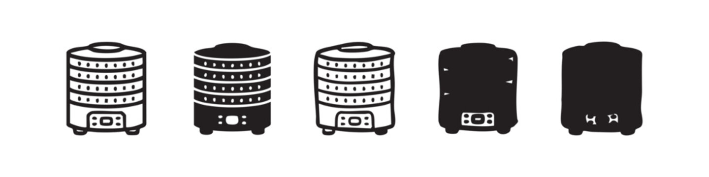 Food Dehydrator Appliance Icons Set for Healthy Drying