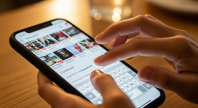Typing Comments Social Media Engagement Online Interaction