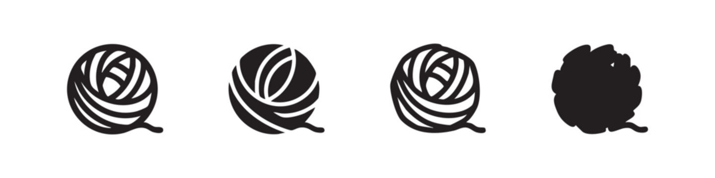 Abstract spiral or pasta nest icon set. Tangled, wound, or curly shape in different styles for food or design.