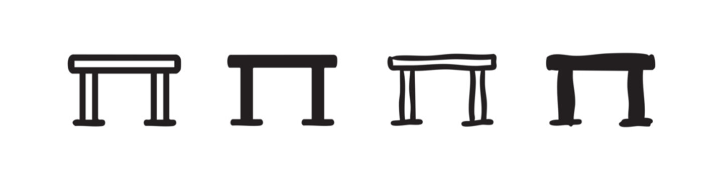 Metal detector and security scanner gate icons set. Airport security checkpoint symbol in various styles.
