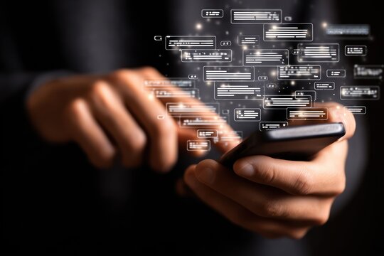 Mobile phone communication with chat overlay bubbles