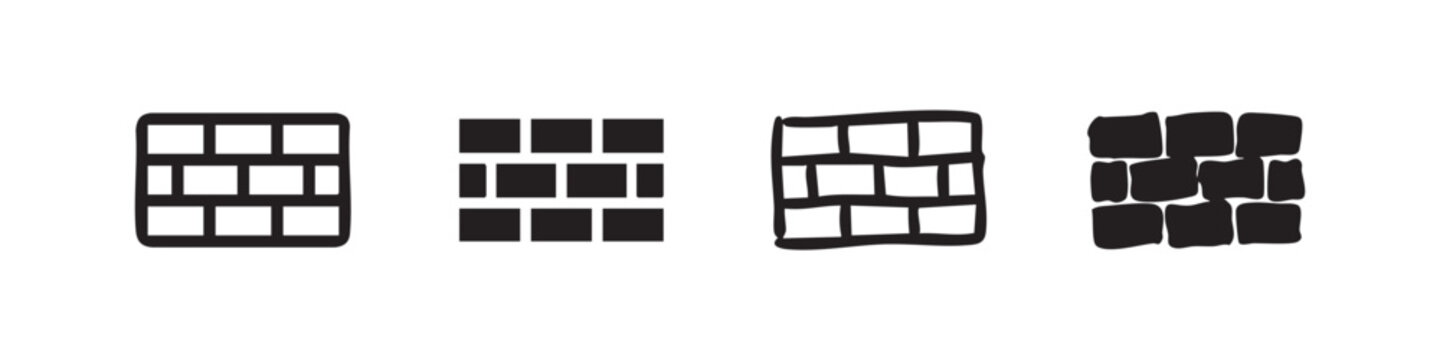 Set of grid icons, white and black outline and solid fill