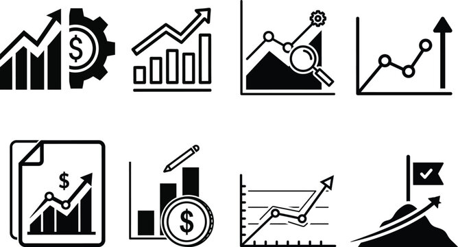 Financial growth and data analysis icons a collection of business and economic indicators
