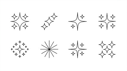 Obraz premium Elegant Luxury Star Line Art Collection Minimal Premium Sparkle and Award Symbols Set