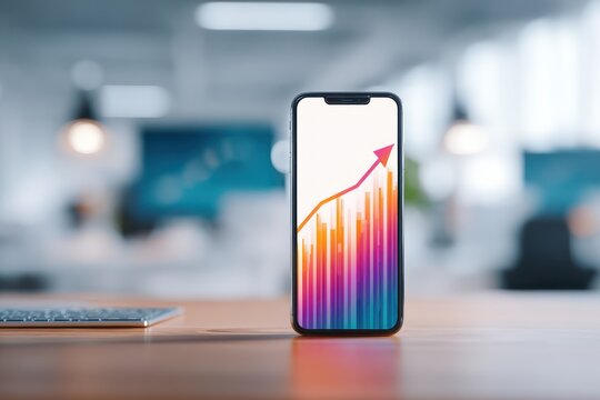 Phone screen with rising mobile data indicators