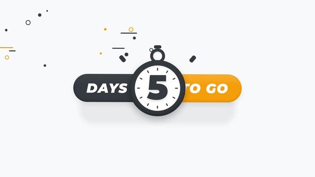 5 Days To Go Countdown Motion Graphic with Stopwatch Icon for Product Launch and Sale Events