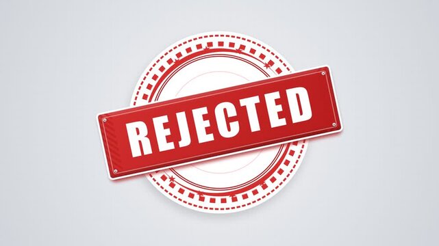Red Glossy Rejected Rectangular Label over Circular Pattern Background for Negative Result Concepts