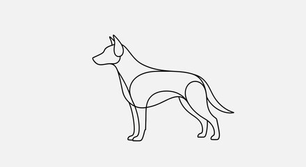 Fototapeta premium Minimalist Dog Silhouette Line Art, German Shepherd Outline, Clean Design