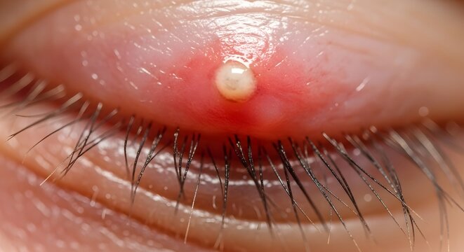 Close up of a cold sore on the lip herpes simplex virus infection