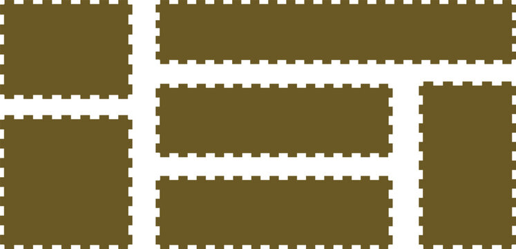 Brown rectangular puzzle pieces with white background  seamless pattern of jigsaw puzzle pieces