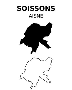 Vector map of administrative boundaries of Soissons, France
