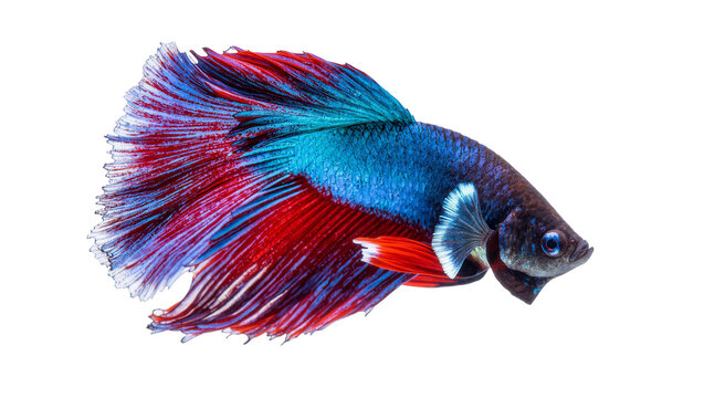Vibrant Blue Red Halfmoon Betta Fish Portrait