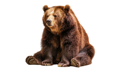 Fototapeta premium Brown Grizzly Bear Sitting with Paws Folded