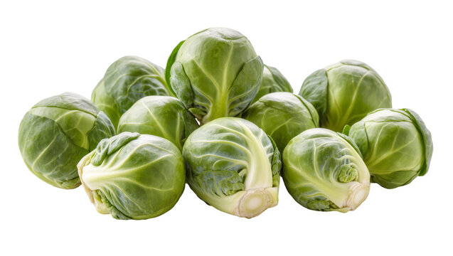 Fresh green Brussels sprouts pile close-up view