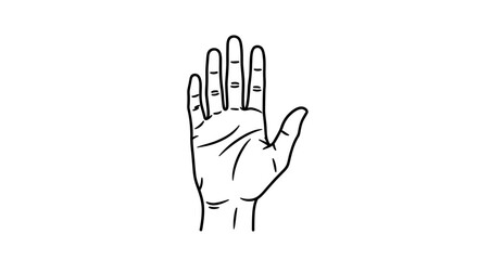 Fototapeta premium Hand Outline, Five Fingers Raised, Stop Gesture, Isolated on White Background