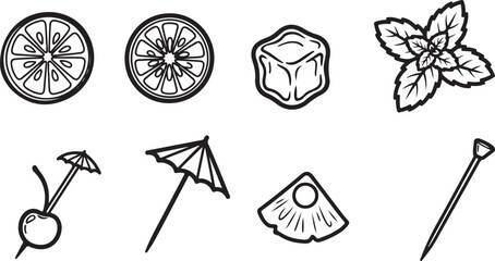 Black and white vector icons of flowers and plants stem Vector © Alex