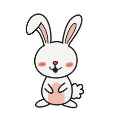 Obraz premium Cute faceless rabbit illustration in children's minimalist style