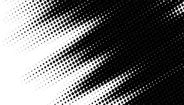 black and white halftone wave background, dotted gradient pattern, comic style abstract texture design