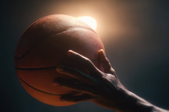 Close-up Hand Throwing Orange Basketball