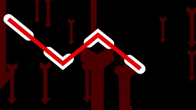 Animated Red Downward Arrow Stock Market Decline.