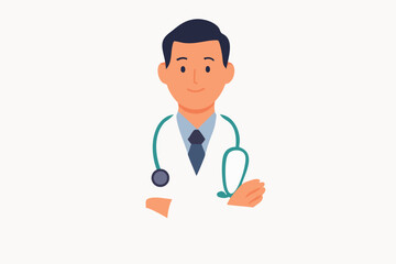 Fototapeta premium Flat Vector Doctor Character Showing Male Physicians in Standing and Action Poses