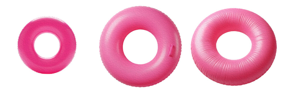 pink inflatable neon swim ring isolated in white background PNG phot.,