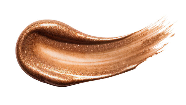 Bronze glitter makeup smear, isolated on transparent background